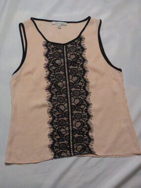 LOVE LETTER COLLECTION womens BLOUSE black LACE light pink TANK TOP cami SIZE M